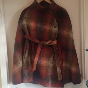 Vintage Plaid Cape Coat